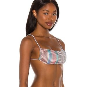 PQ Swim Anthropologie Luna Bikini Top Nirvana Metallic Stripes Size Medium NWT